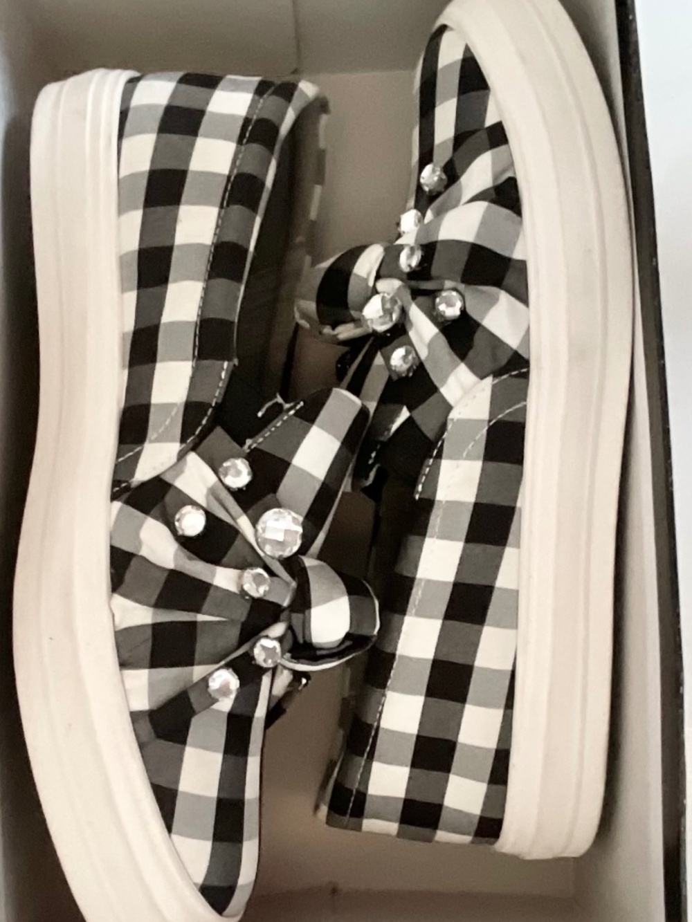 Nine West Orenda Gingham Slip On-Platform Sneakers Size 9 NWT